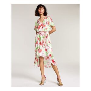 BAR III DRESSES Womens Ivory Chiffon Tie-belt Flutter Sleeve Midi Hi-Lo Dress XS